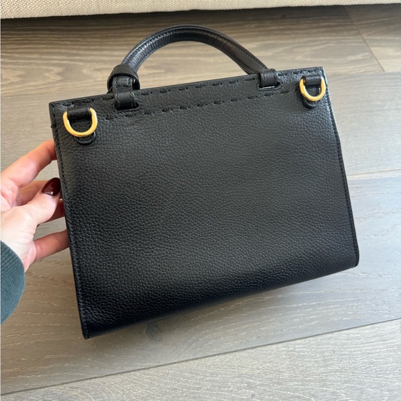 Gucci GG Marmont Top Handle Bag Black Leather Crossbody Gold Hardware - Picture 5 of 11